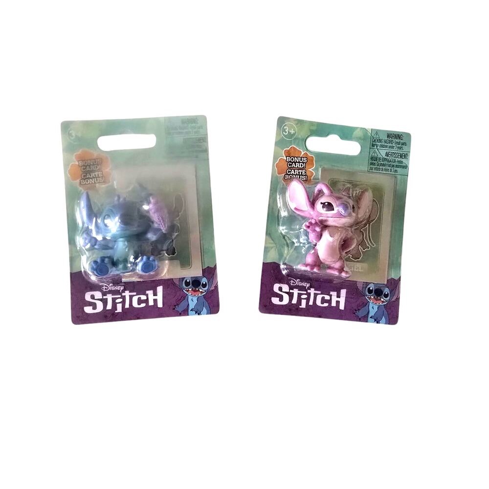 Disney Angel & Stitch MIniatures With Collectors Card NWT 2" Collectibles